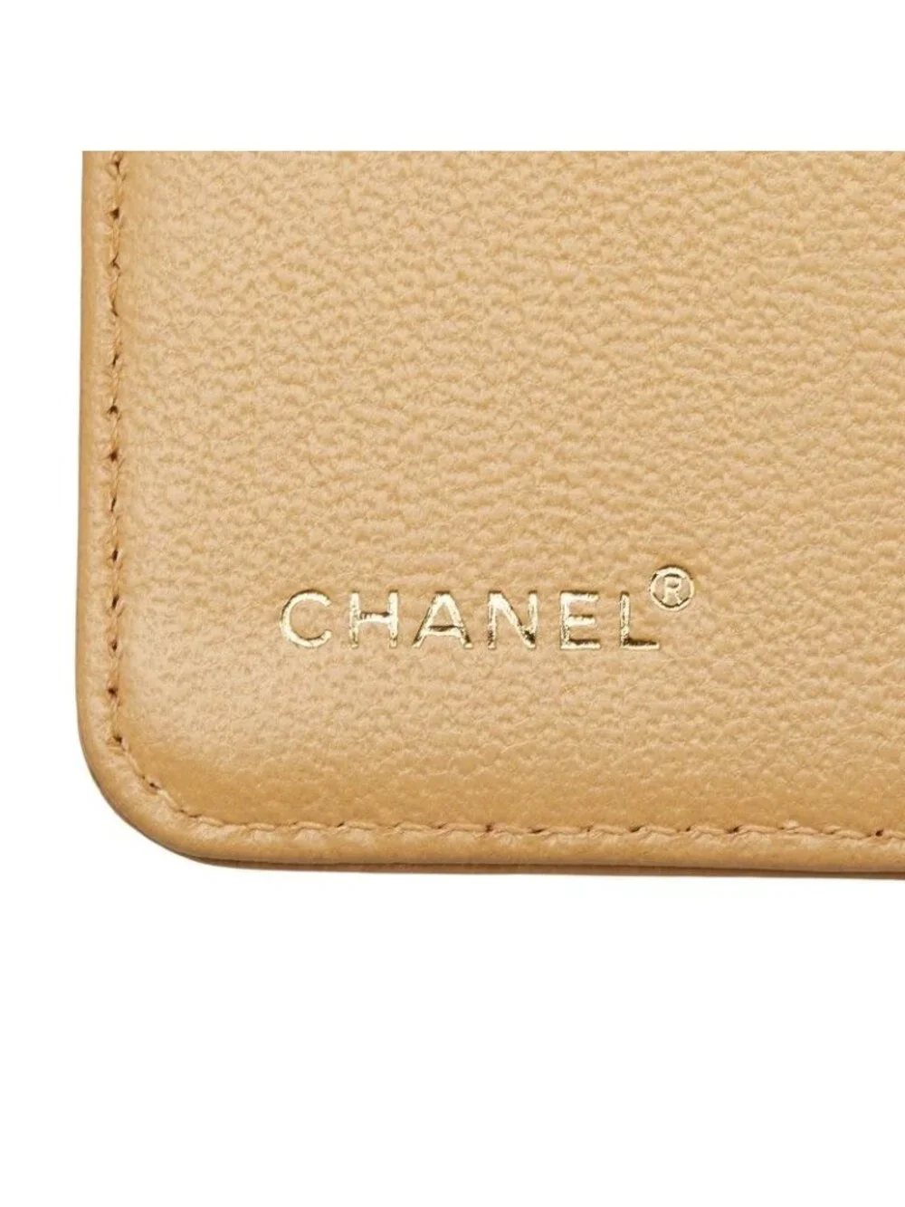 Chanel CC Logo Agenda Notebook Cover Beige Leather